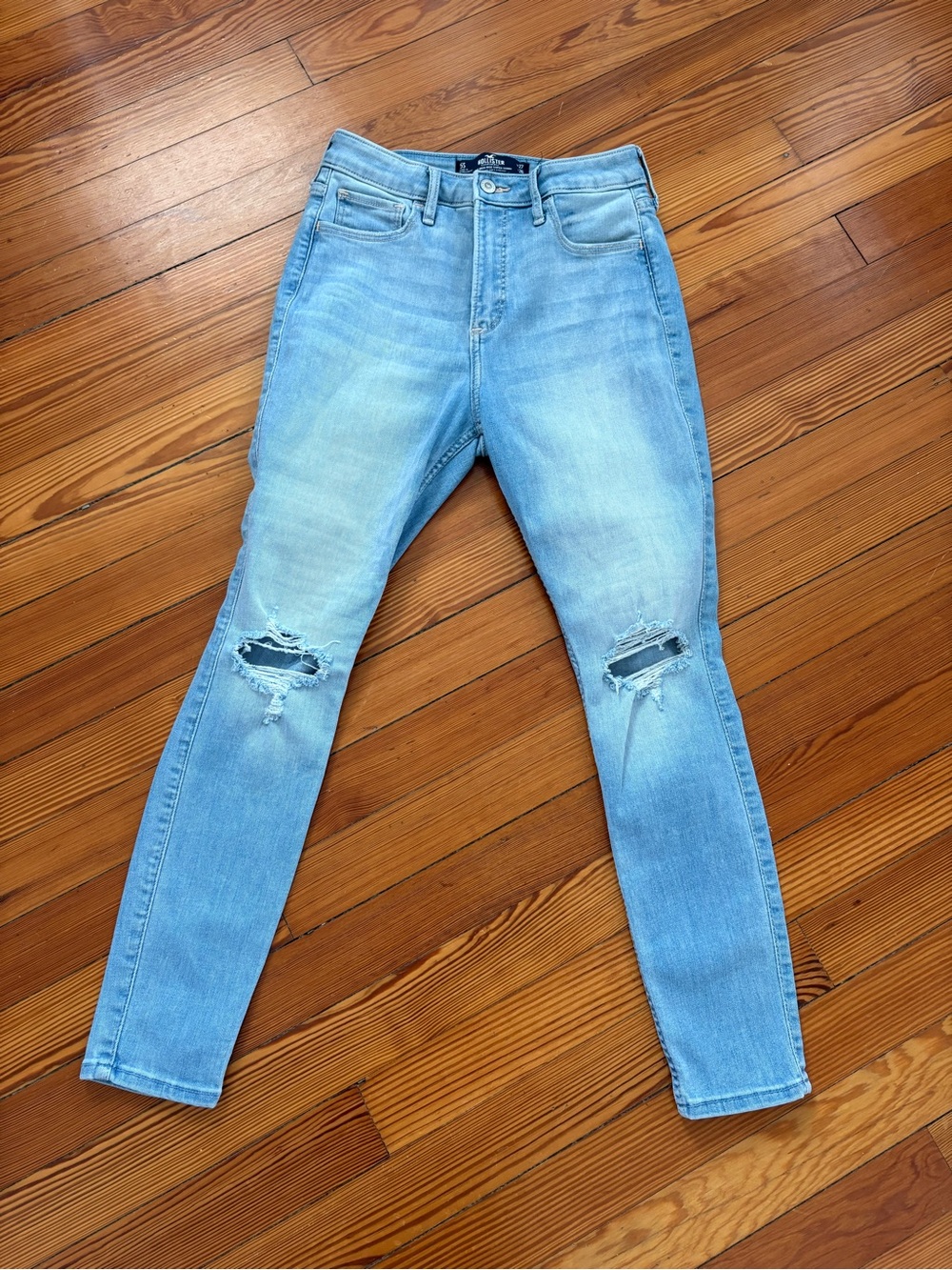 Hollister Light Blue Distressed High-Rise Jeans